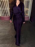 Plum Satin Maxi Dress