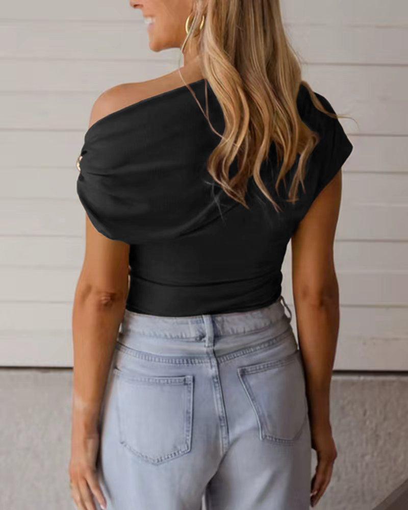 Ribbed Metallic  T-Shirt
