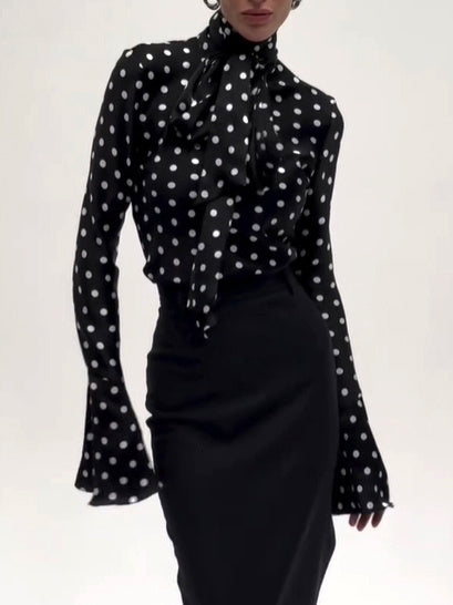 Polka Dot Strappy Bell Blouse