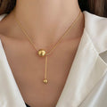Gold Round Ball Titanium Necklace