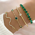 Green Diamond Stretch Bracelet Women's Set