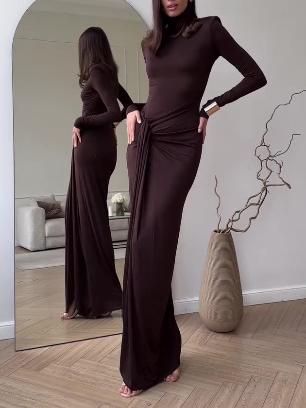 Long Sleeve Slit Maxi Dress