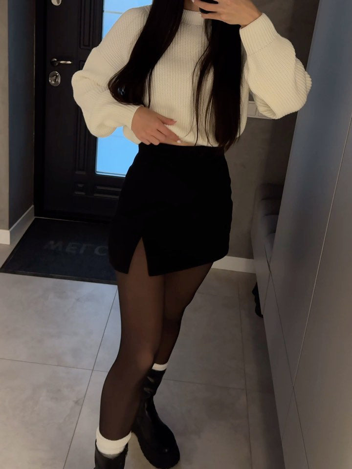 Black High waisted Hip Skorts