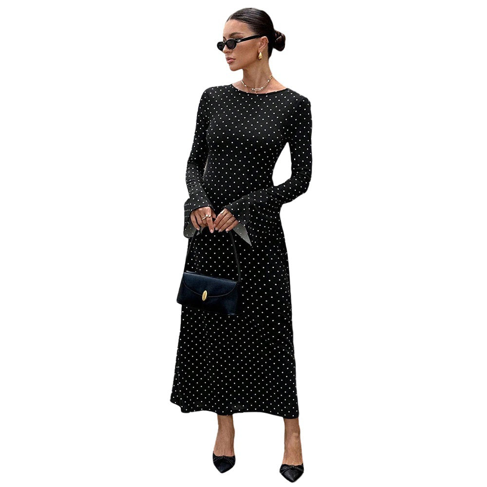 Socialite-style Black Polka-dot Dress