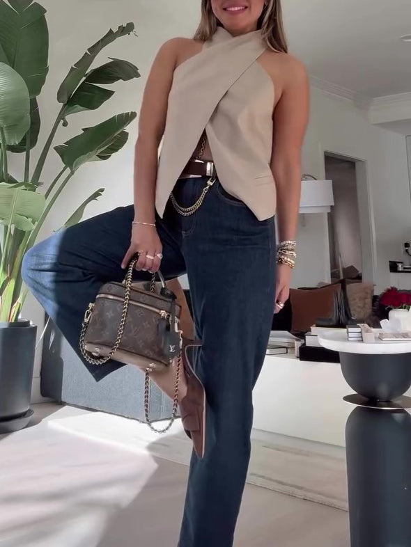 Khaki Cross Sleeveless
