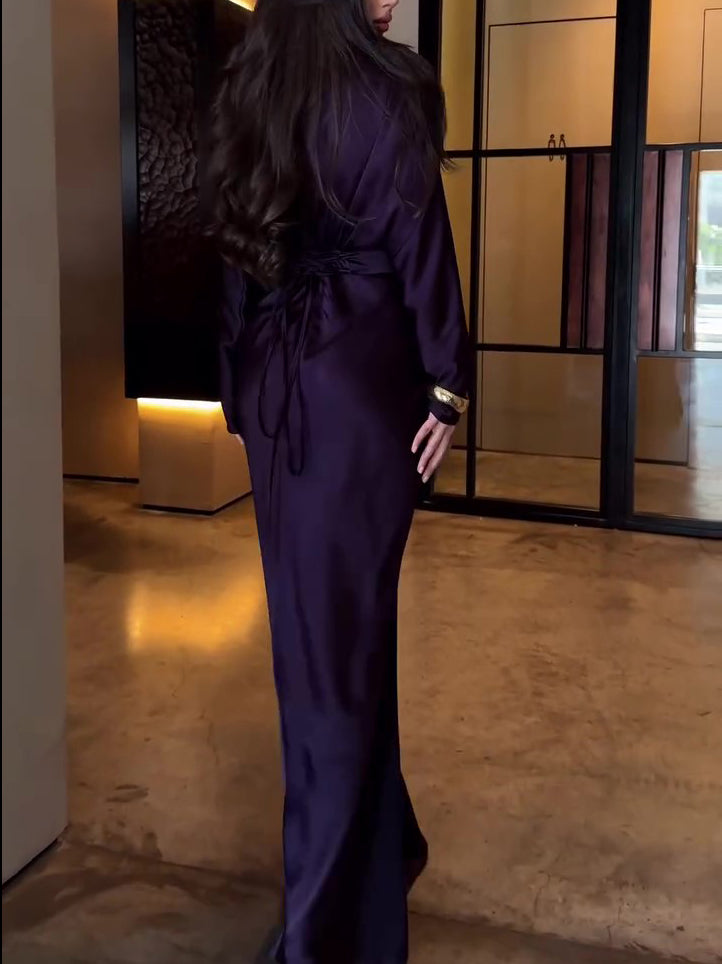 Plum Satin Maxi Dress