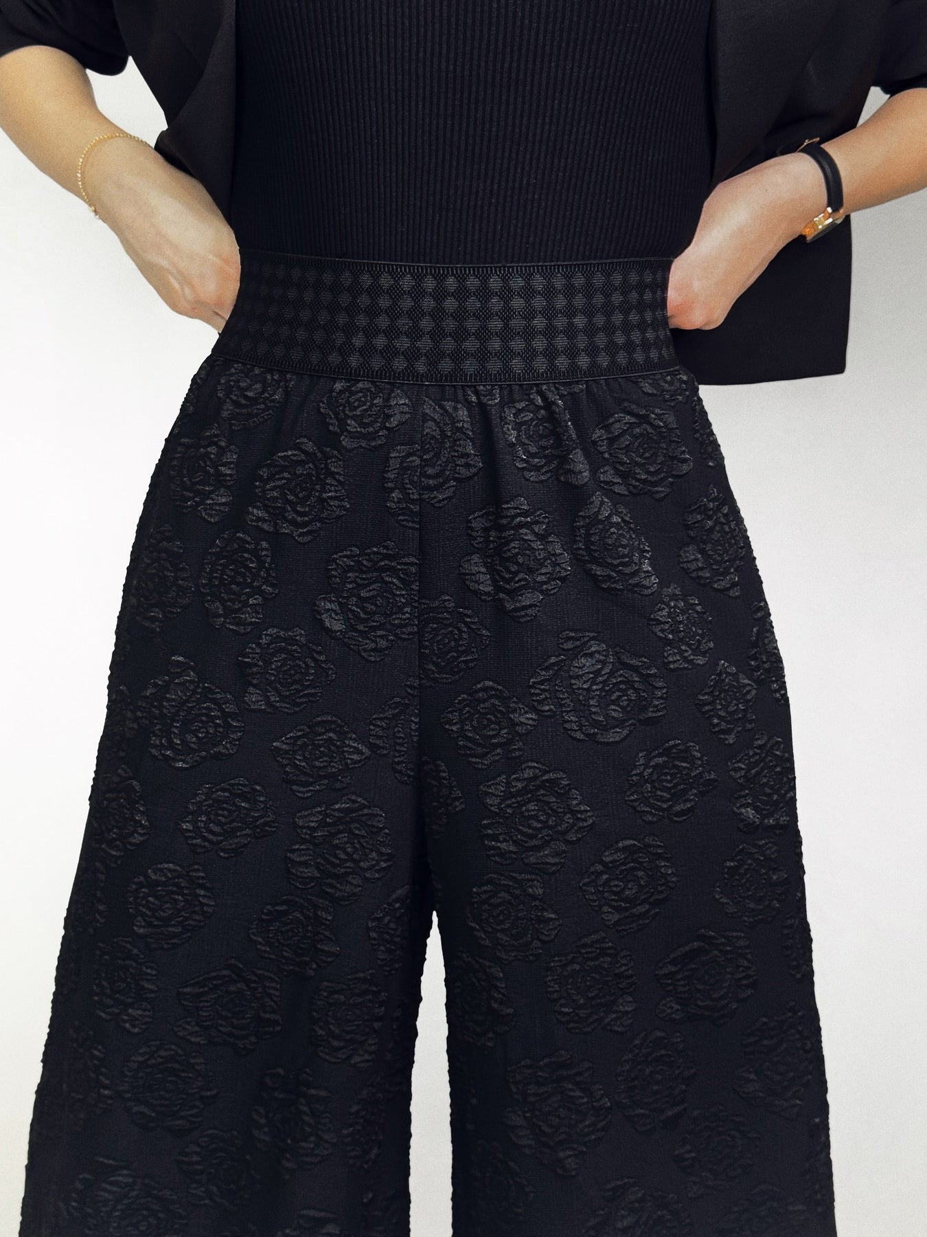 Black Rose Jacquard Pants