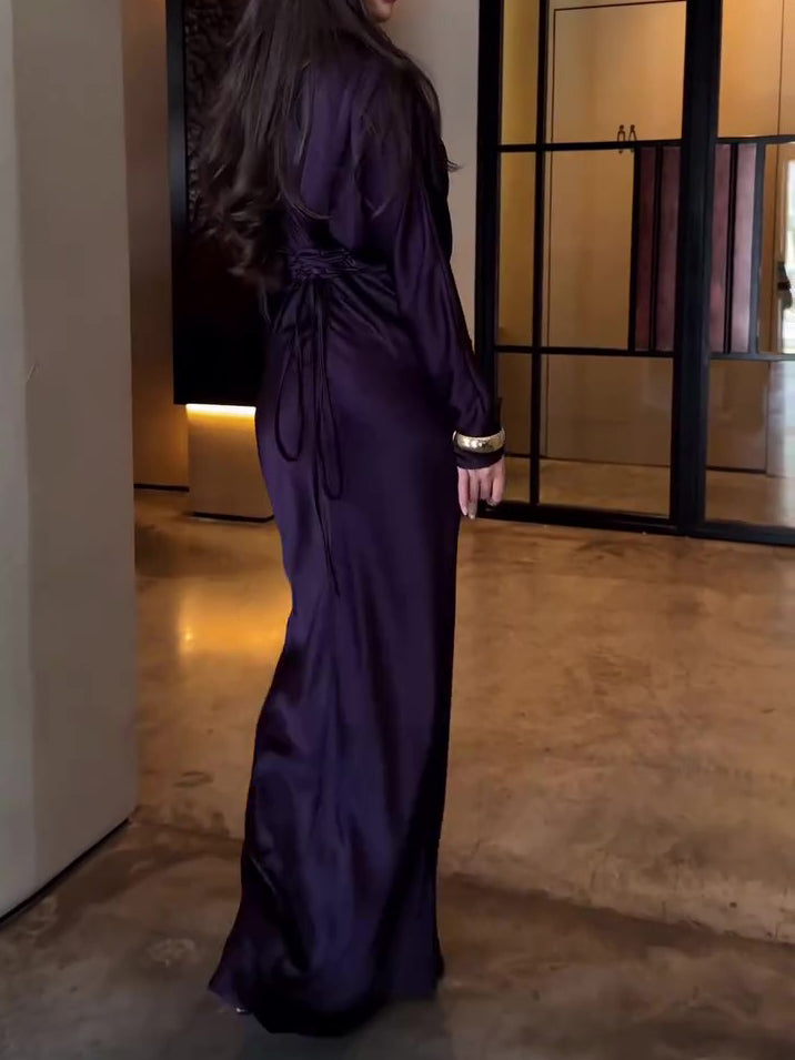 Plum Satin Maxi Dress