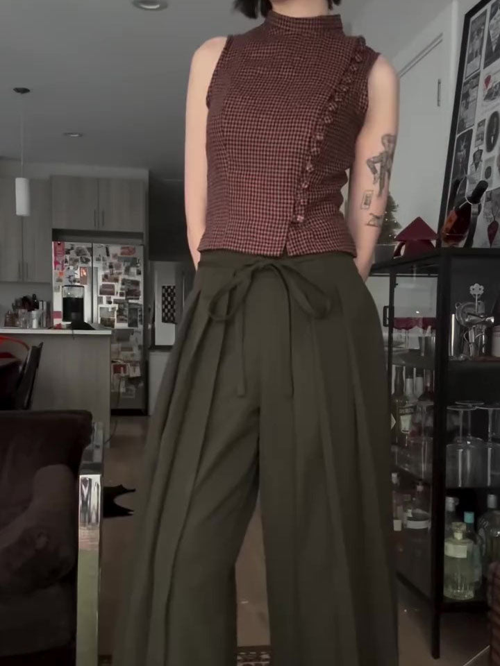Military Green Draped Pants