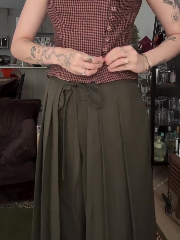 Military Green Draped Pants