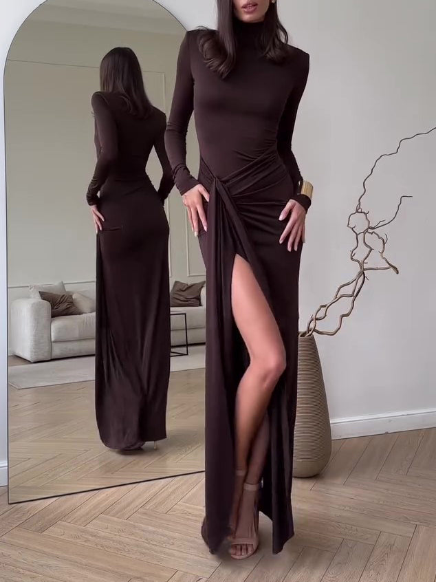 Long Sleeve Slit Maxi Dress
