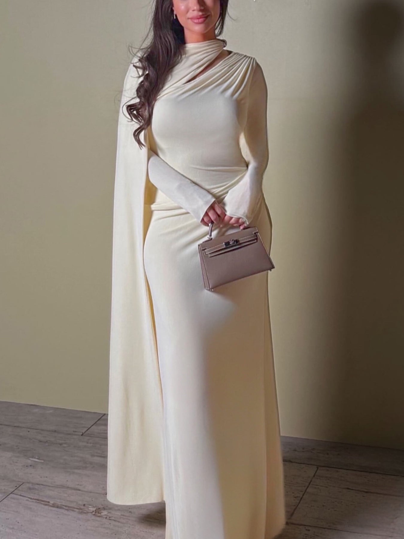 Pleated Long Sleeve Dress
