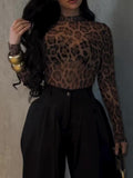 Leopard Print High Neck Top