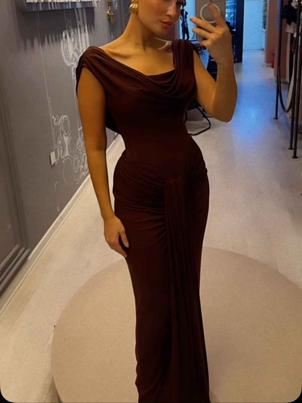 Swoosh Collar Maxi Dress