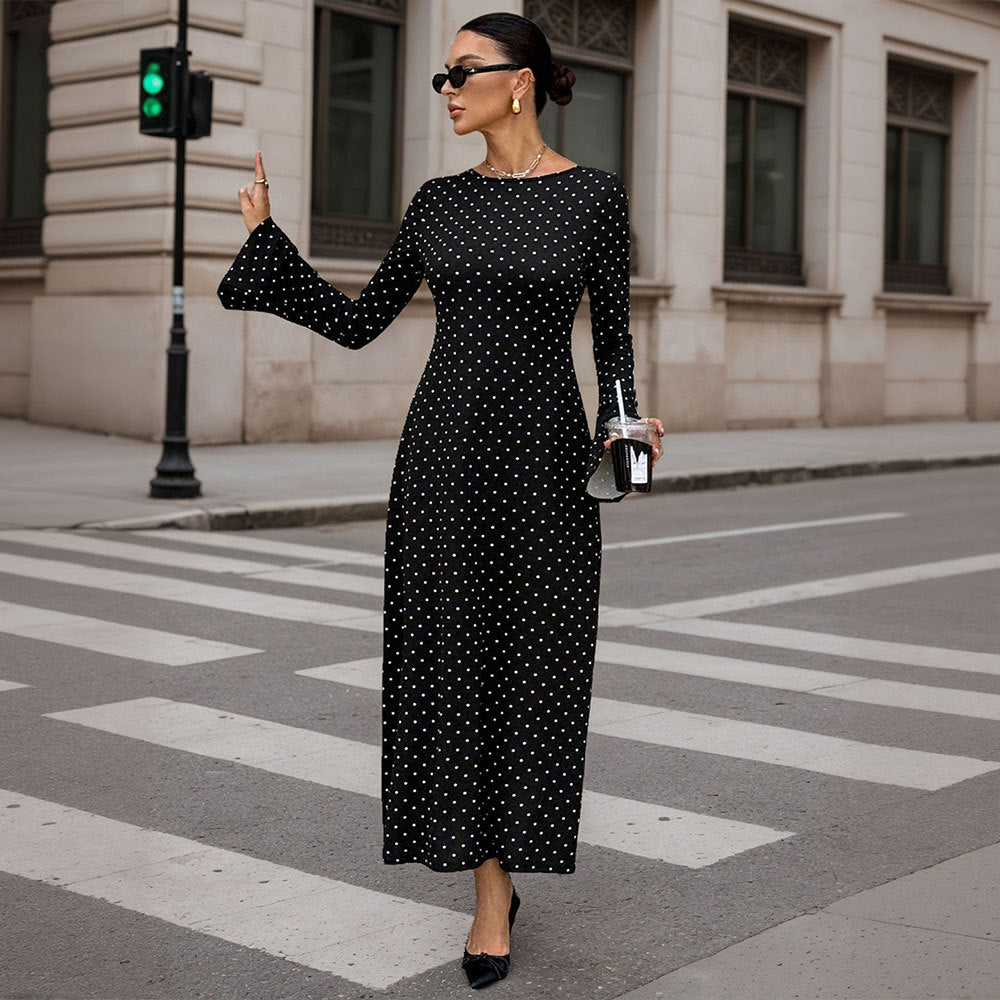 Socialite-style Black Polka-dot Dress