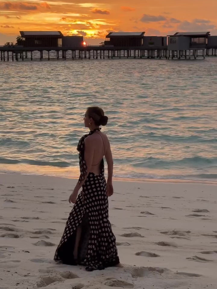 Polka Dot Backless Slit Maxi Dress