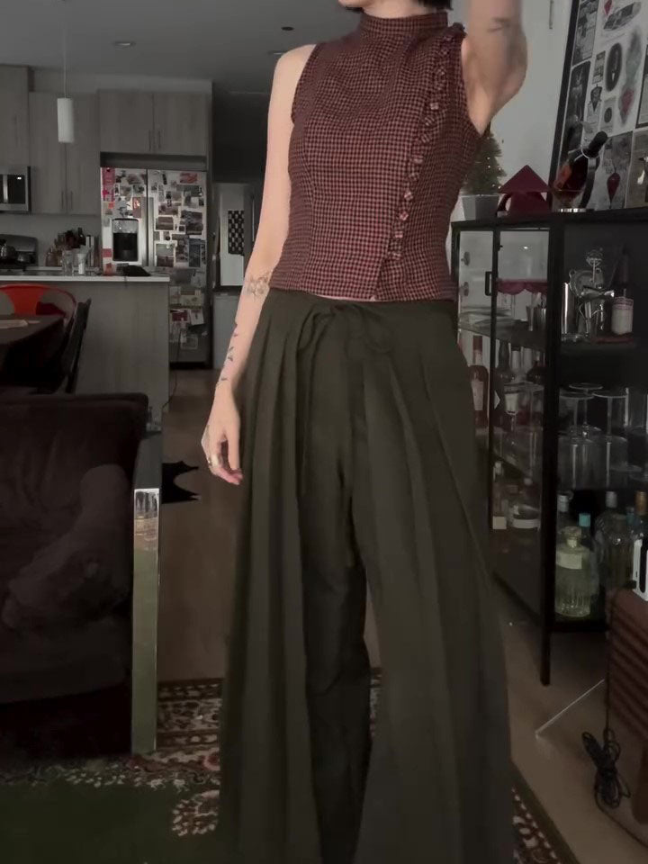 Military Green Draped Pants