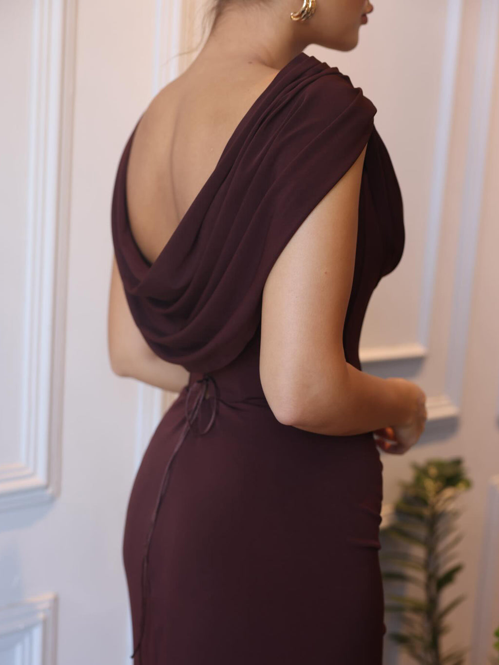 Swoosh Collar Maxi Dress