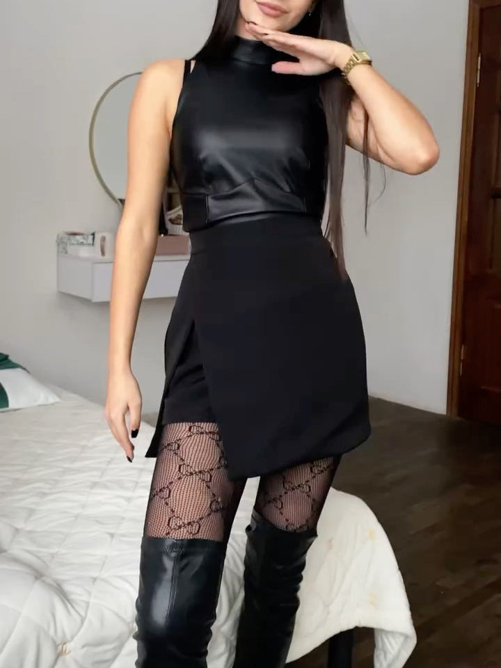 Black High waisted Hip Skorts