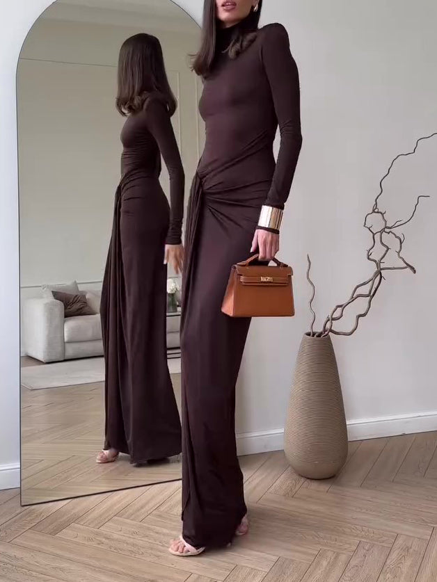 Long Sleeve Slit Maxi Dress