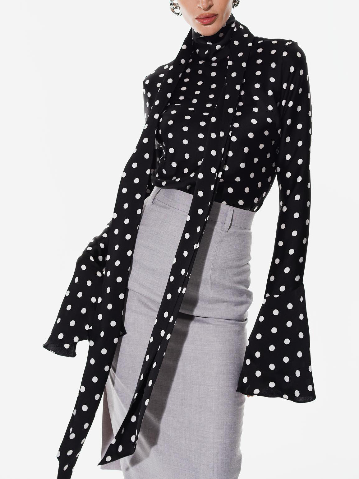 Polka Dot Strappy Bell Blouse