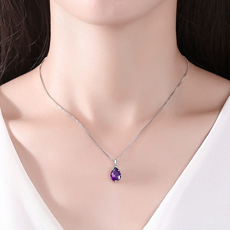 Sterling Silver Pendant Vintage Amethyst