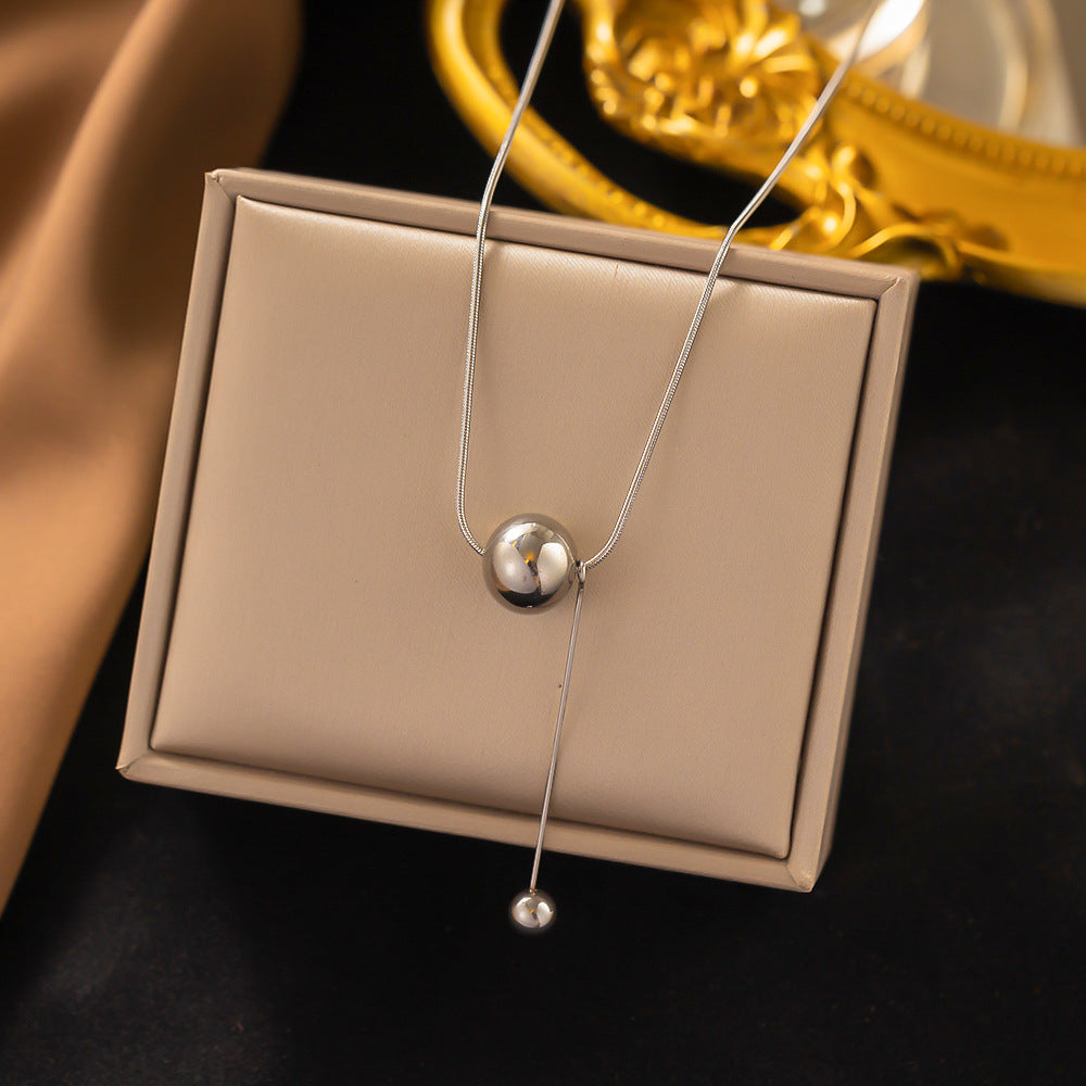 Gold Round Ball Titanium Necklace