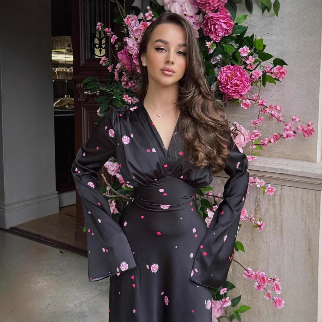 V Neck Long-Sleeve Dress