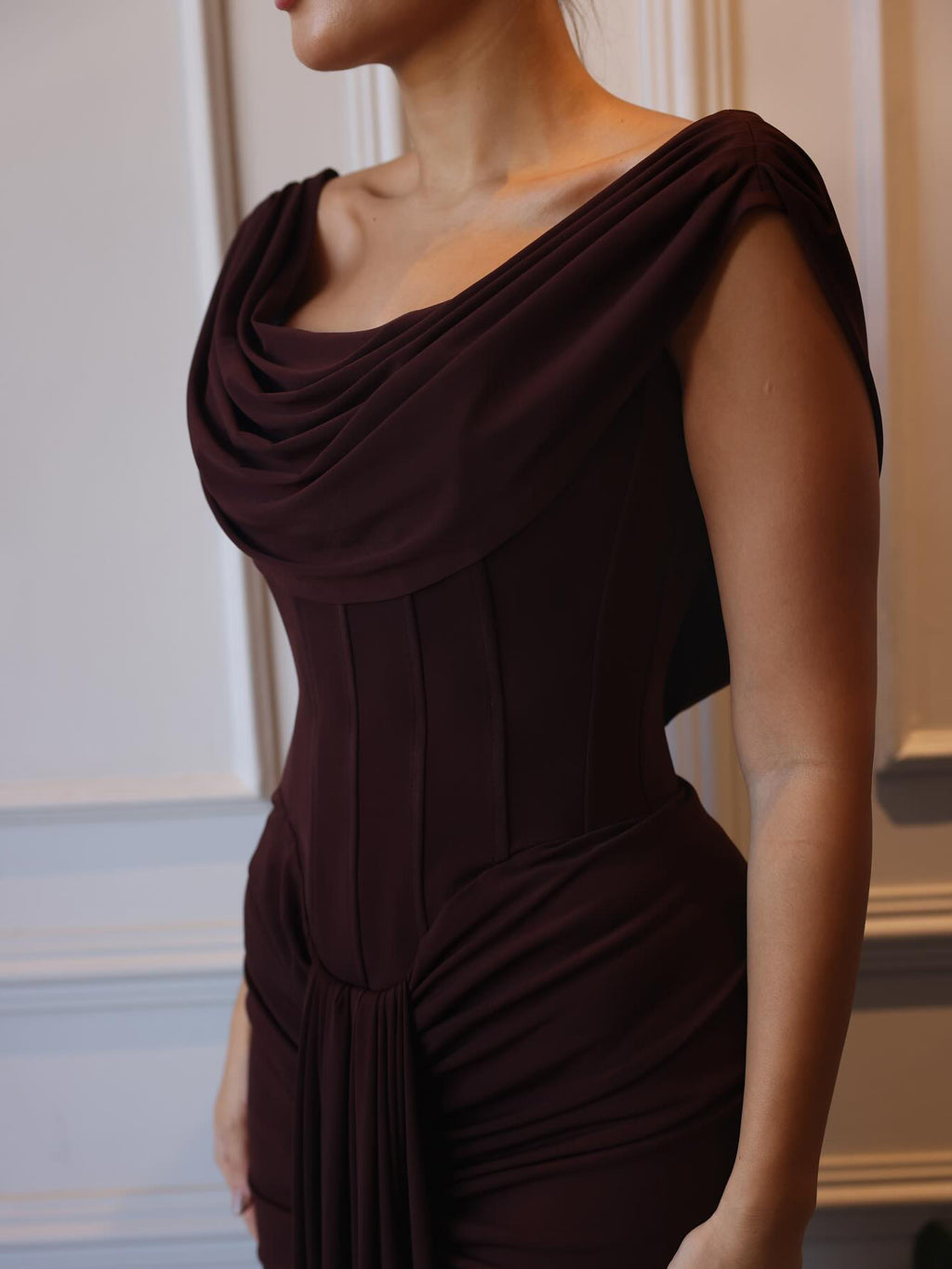 Swoosh Collar Maxi Dress