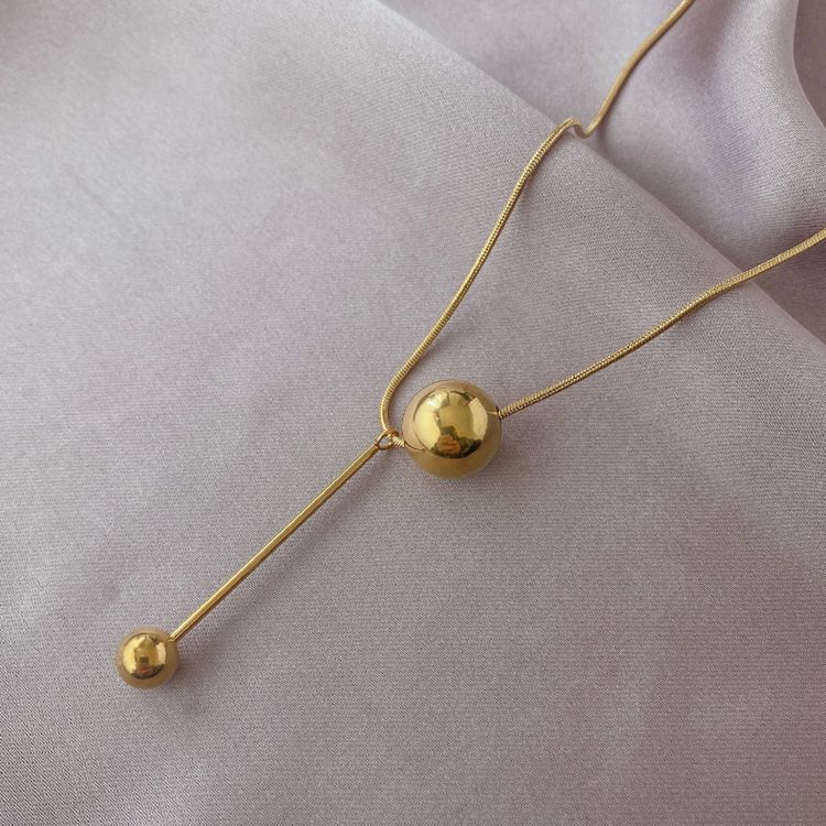 Gold Round Ball Titanium Necklace