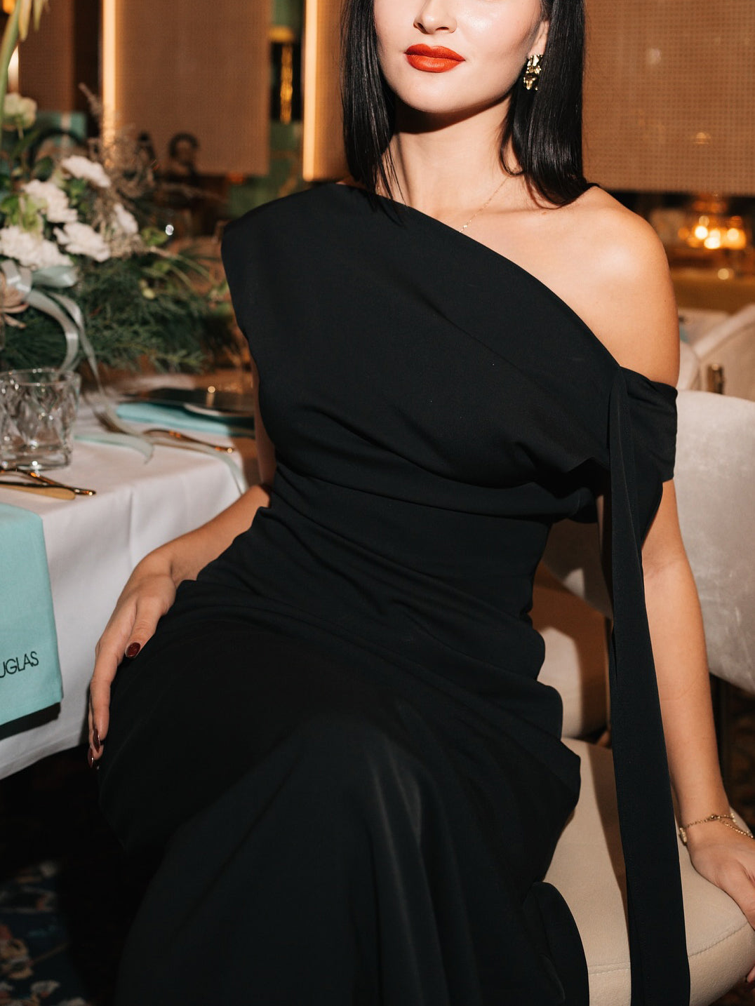 Black One-shoulder Backless Maxi Dress