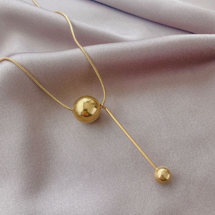 Gold Round Ball Titanium Necklace