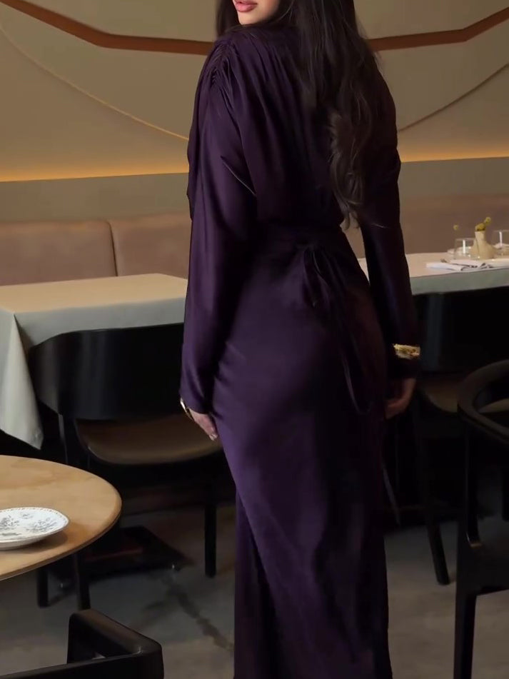 Plum Satin Maxi Dress