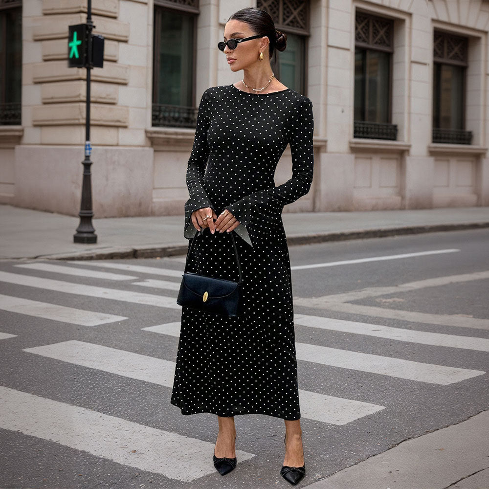 Socialite-style Black Polka-dot Dress