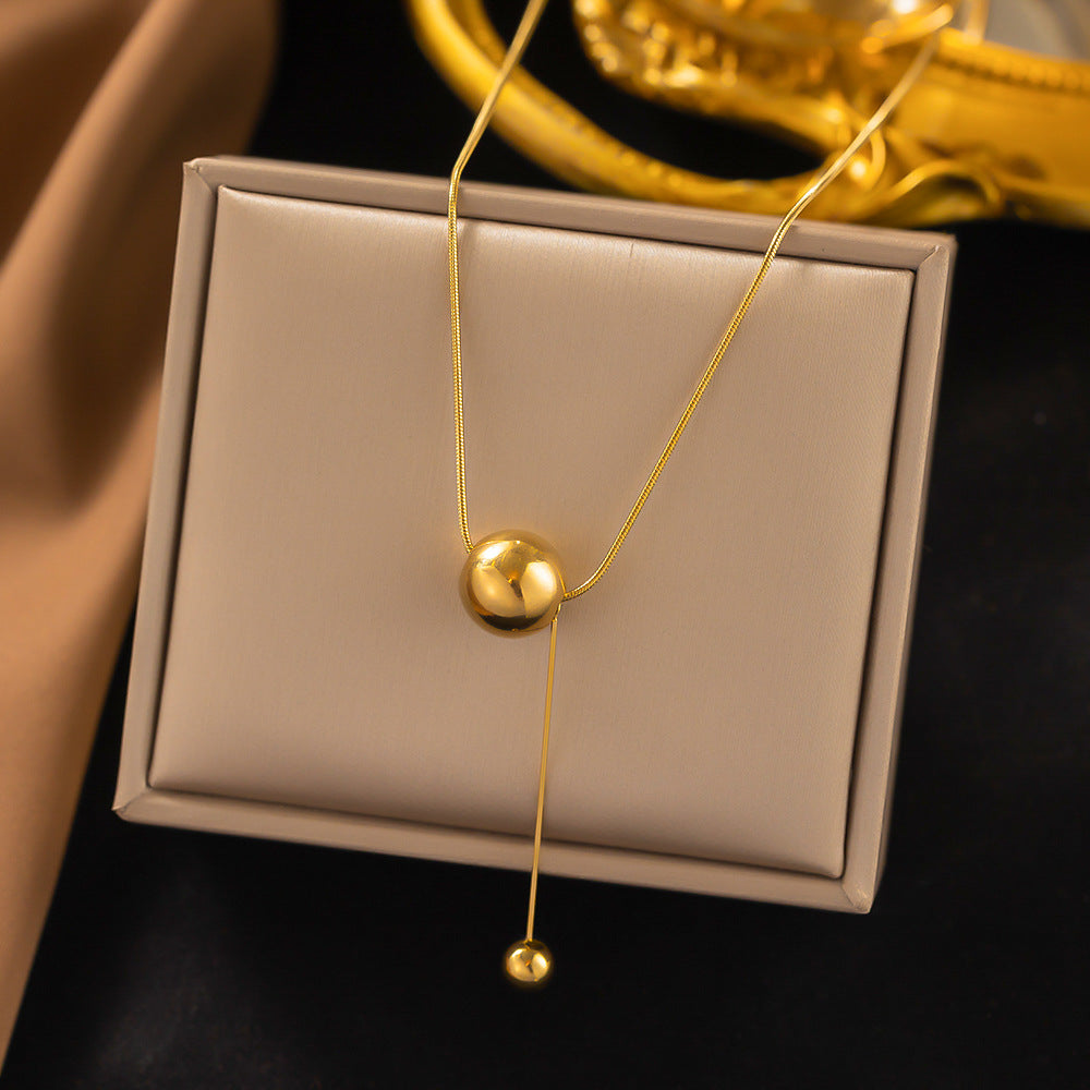 Gold Round Ball Titanium Necklace