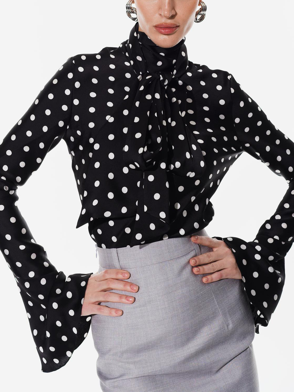 Polka Dot Strappy Bell Blouse