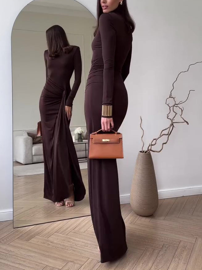 Long Sleeve Slit Maxi Dress